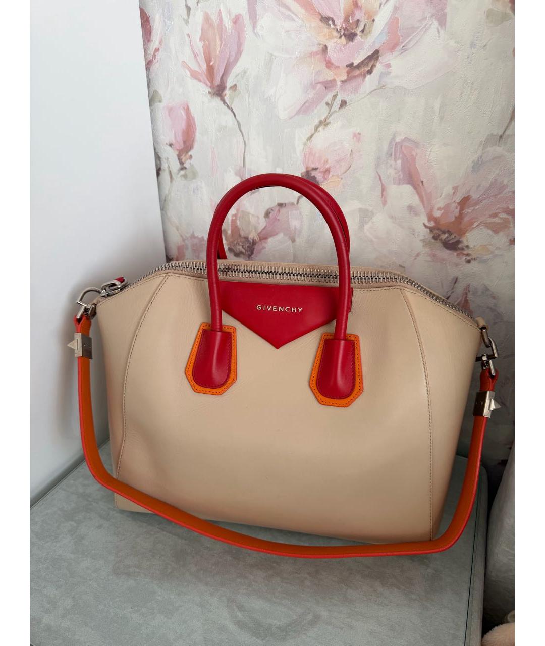 GIVENCHY Бежевая кожаная сумка тоут, фото 5