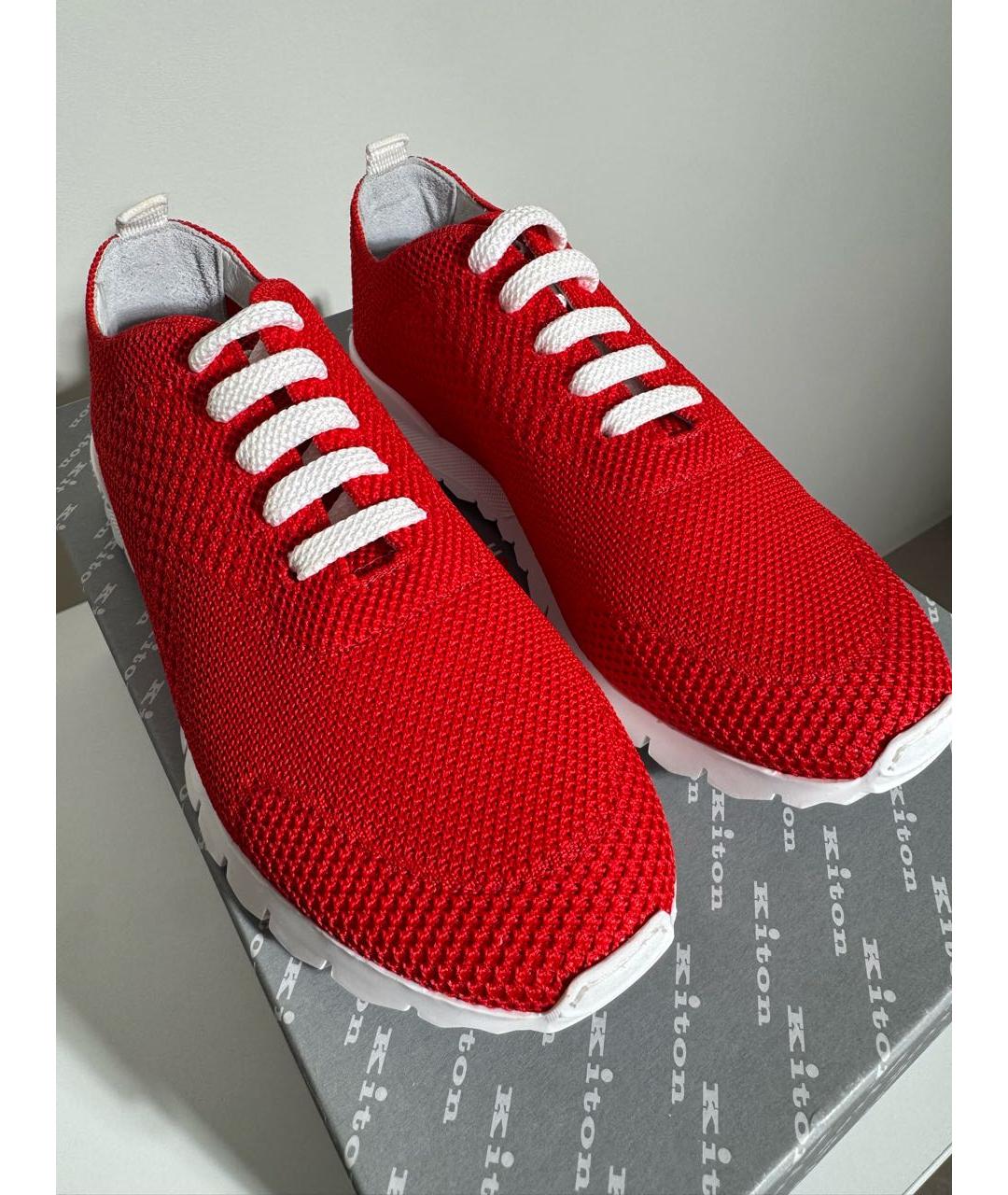 KITON Красные текстильные кроссовки, фото 3