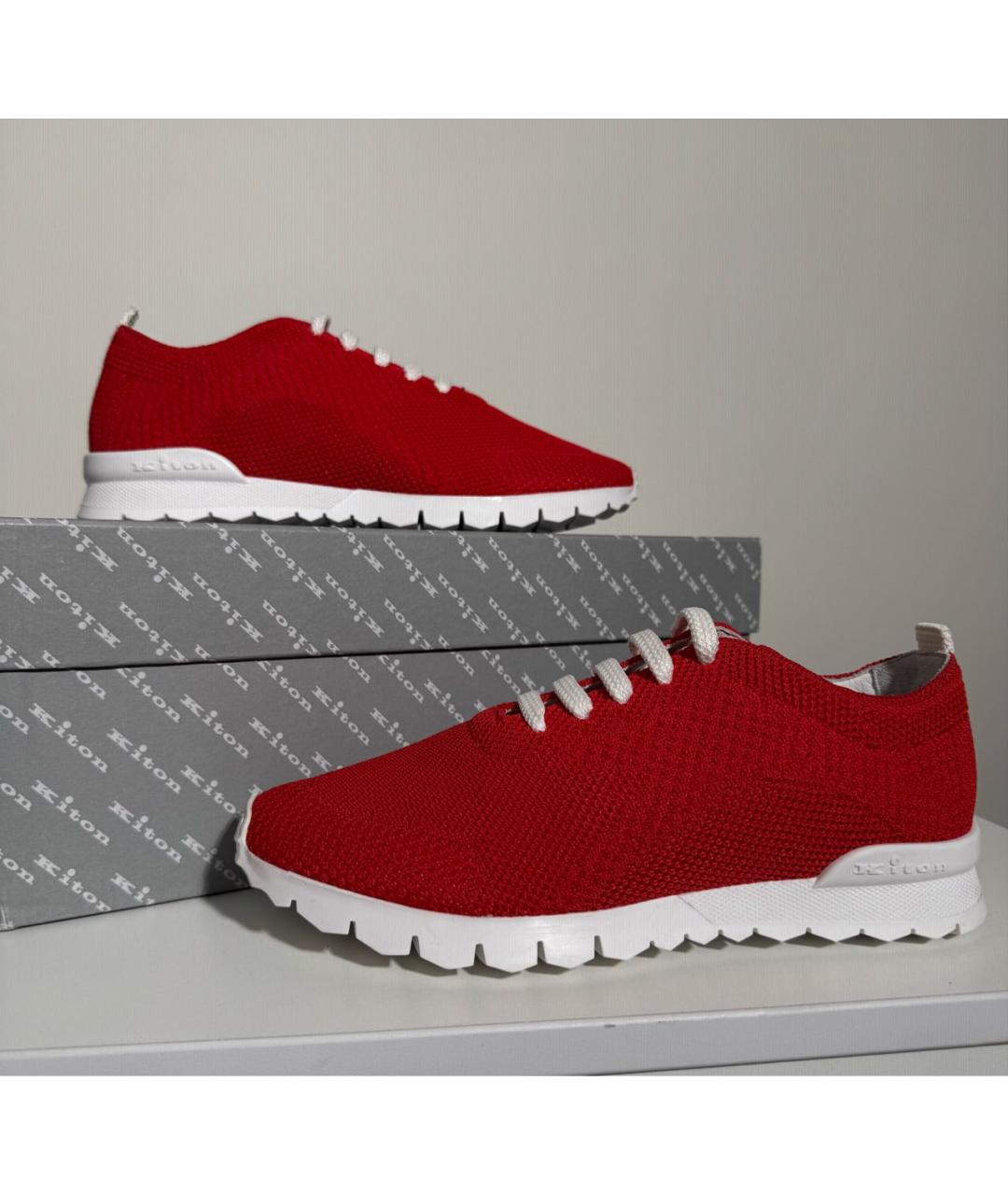 KITON Красные текстильные кроссовки, фото 2