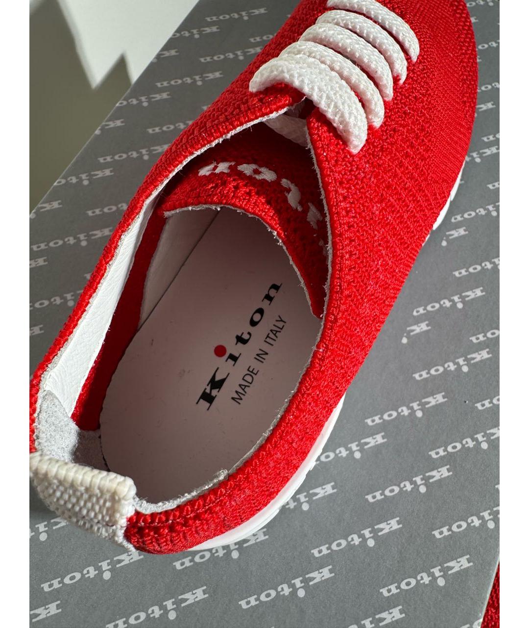 KITON Красные текстильные кроссовки, фото 3