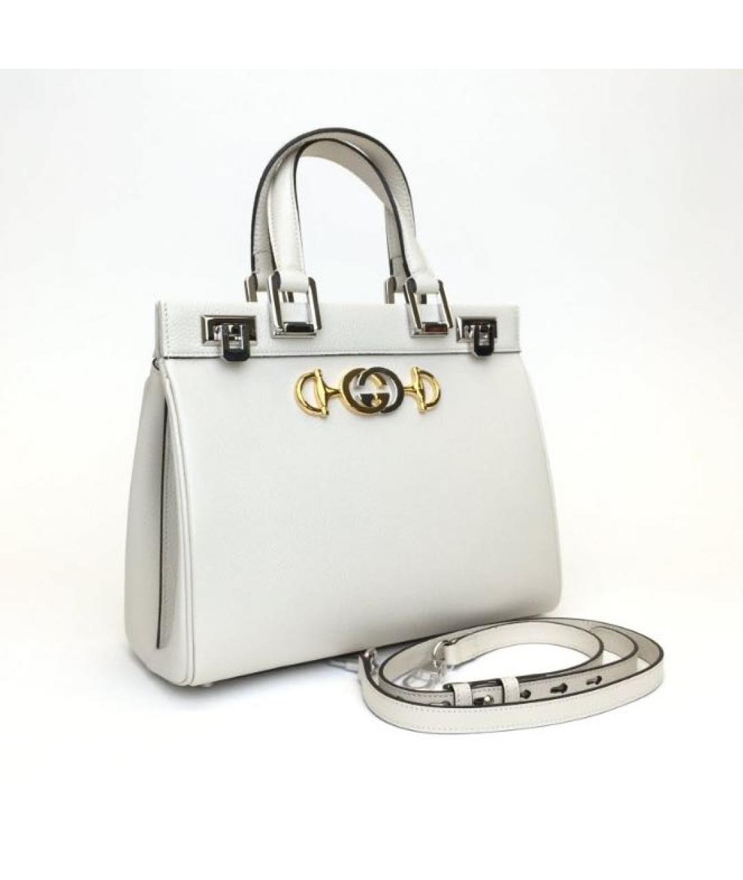 GUCCI Белая кожаная сумка с короткими ручками, фото 2