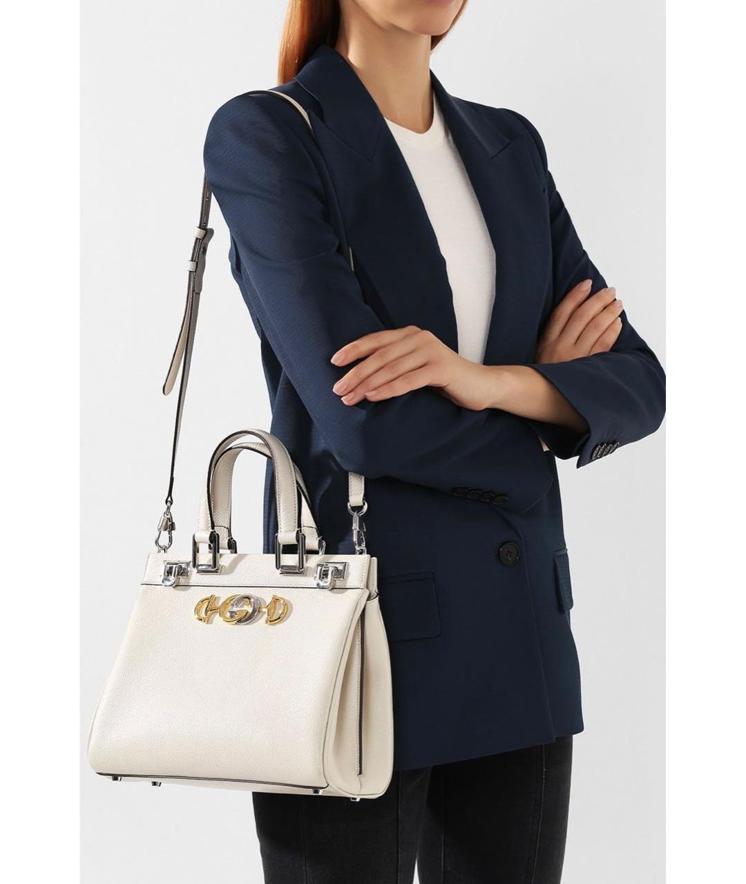 GUCCI Белая кожаная сумка с короткими ручками, фото 3