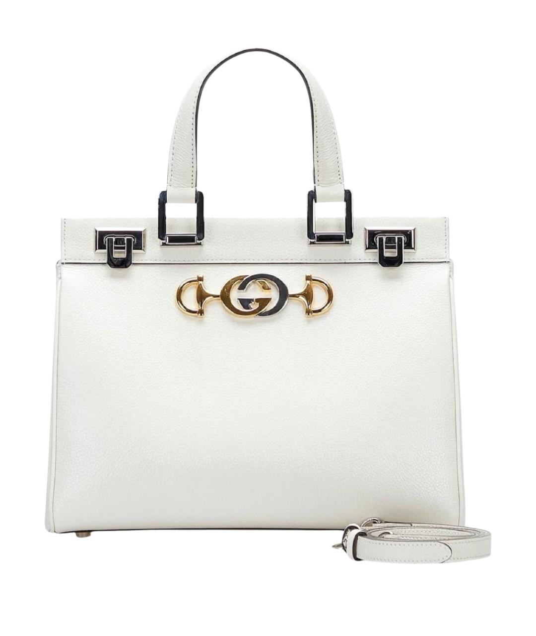 GUCCI Белая кожаная сумка с короткими ручками, фото 1