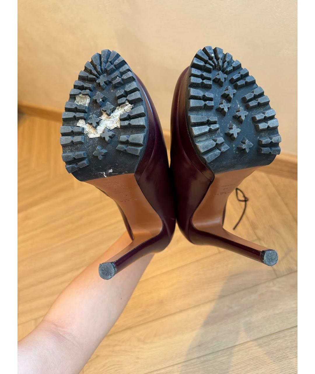 ALAIA Бордовые кожаные ботильоны, фото 5