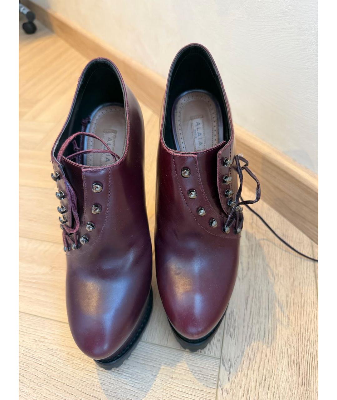 ALAIA Бордовые кожаные ботильоны, фото 2