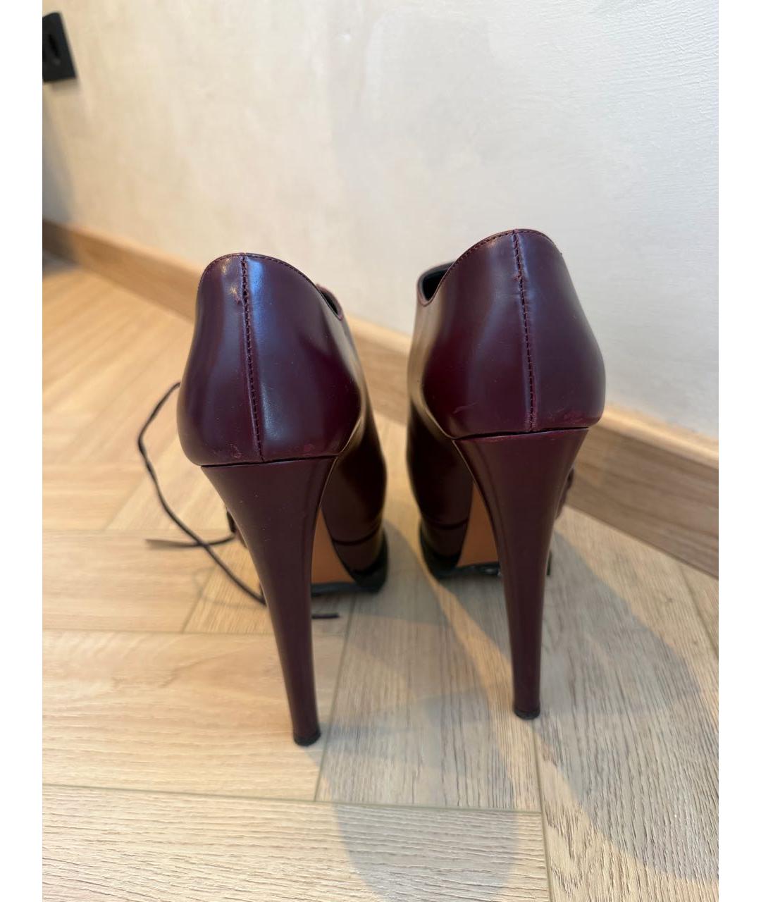 ALAIA Бордовые кожаные ботильоны, фото 4