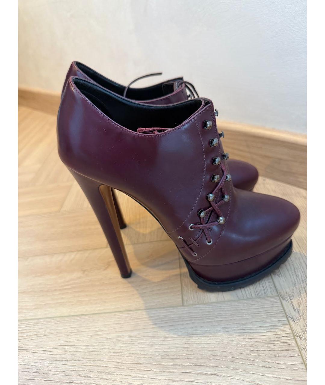 ALAIA Бордовые кожаные ботильоны, фото 7