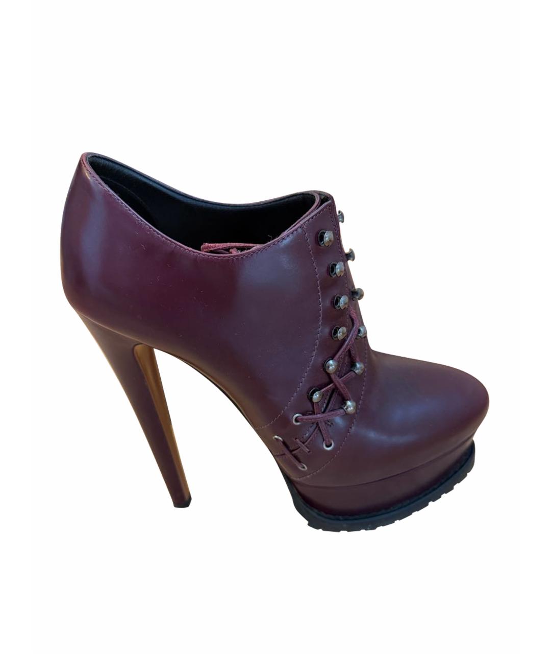 ALAIA Бордовые кожаные ботильоны, фото 1