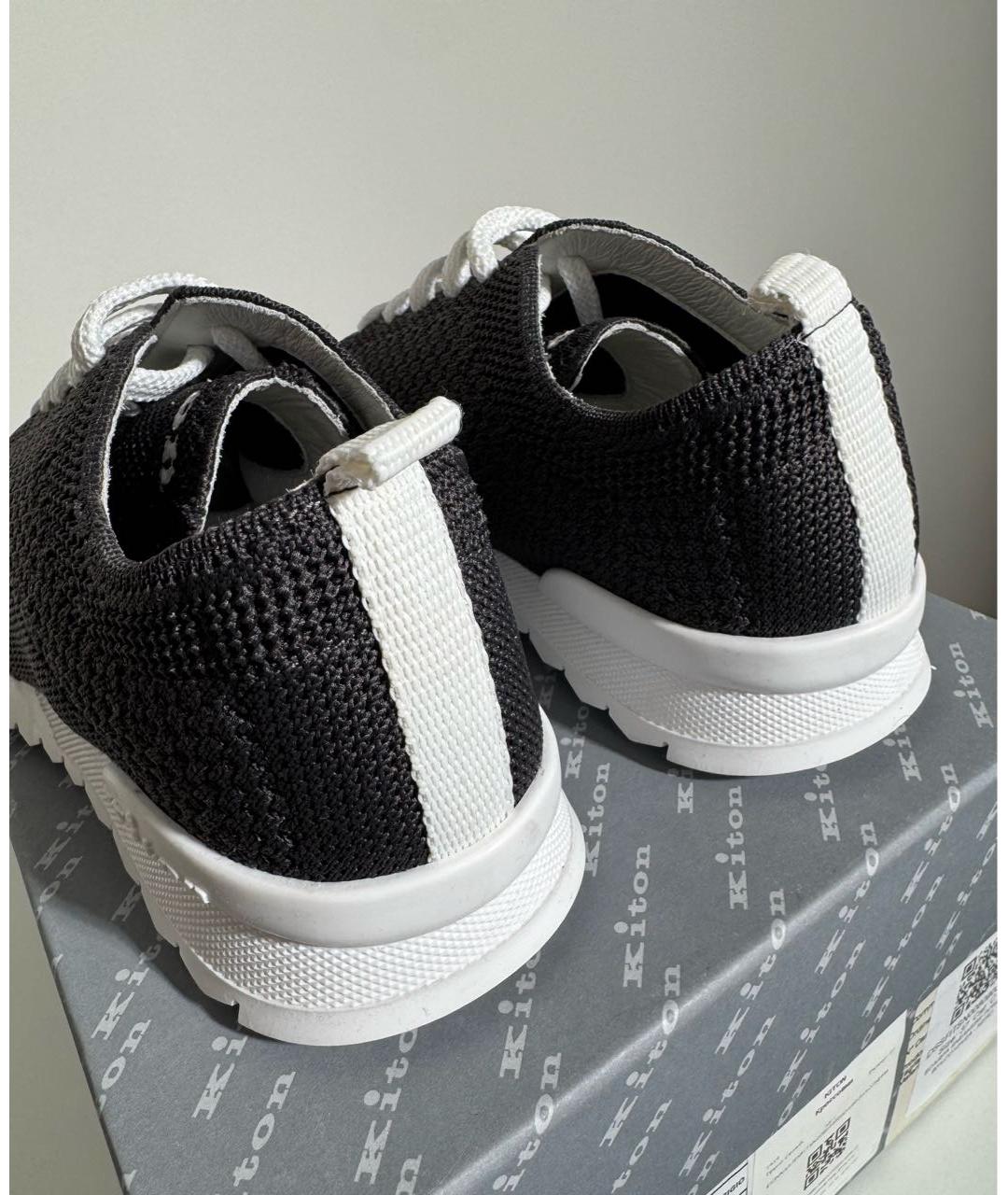 KITON Антрацитовые текстильные кроссовки, фото 4