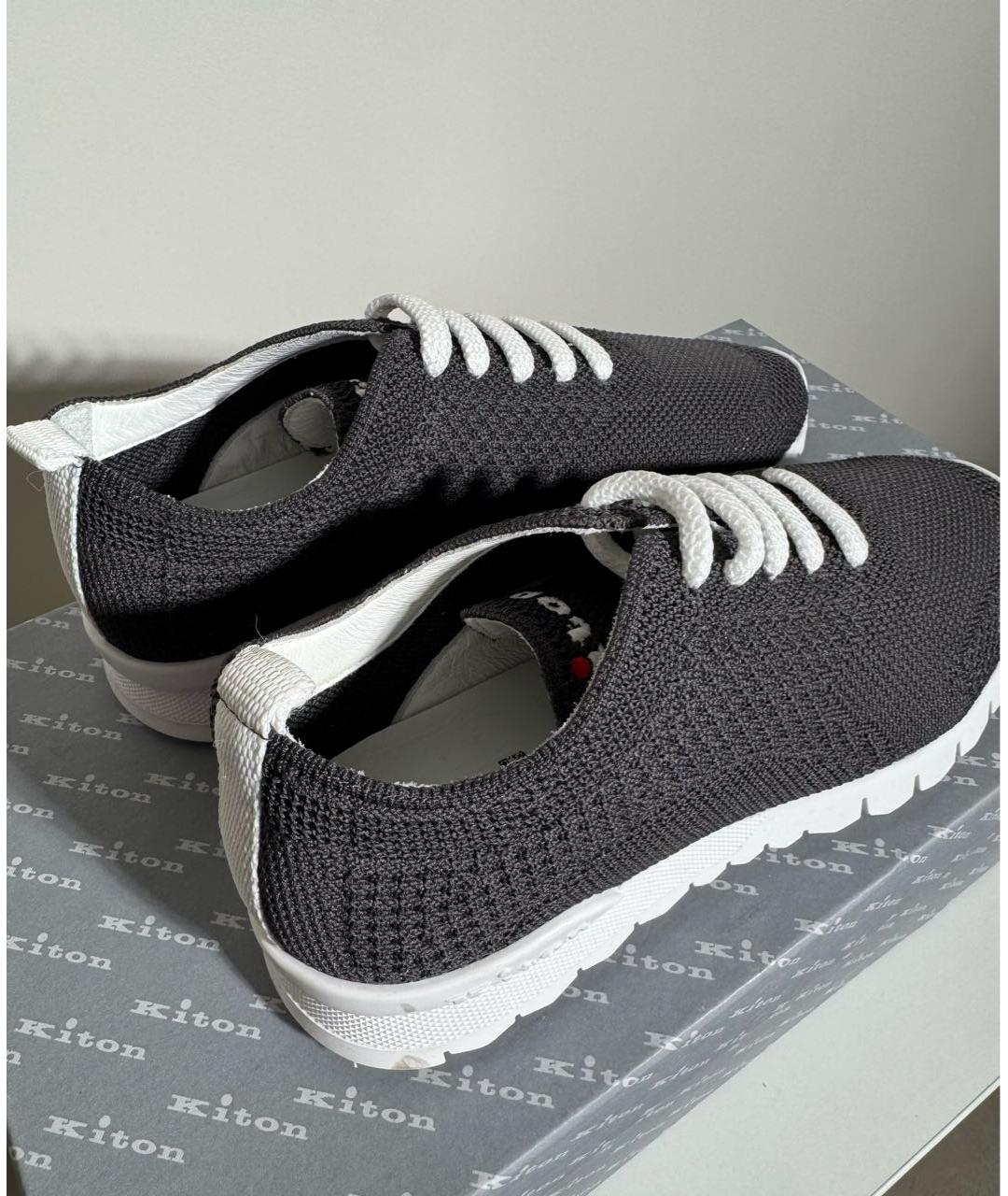KITON Антрацитовые текстильные кроссовки, фото 3