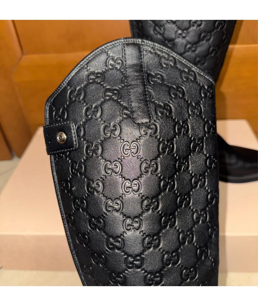 GUCCI Черные кожаные сапоги, фото 3