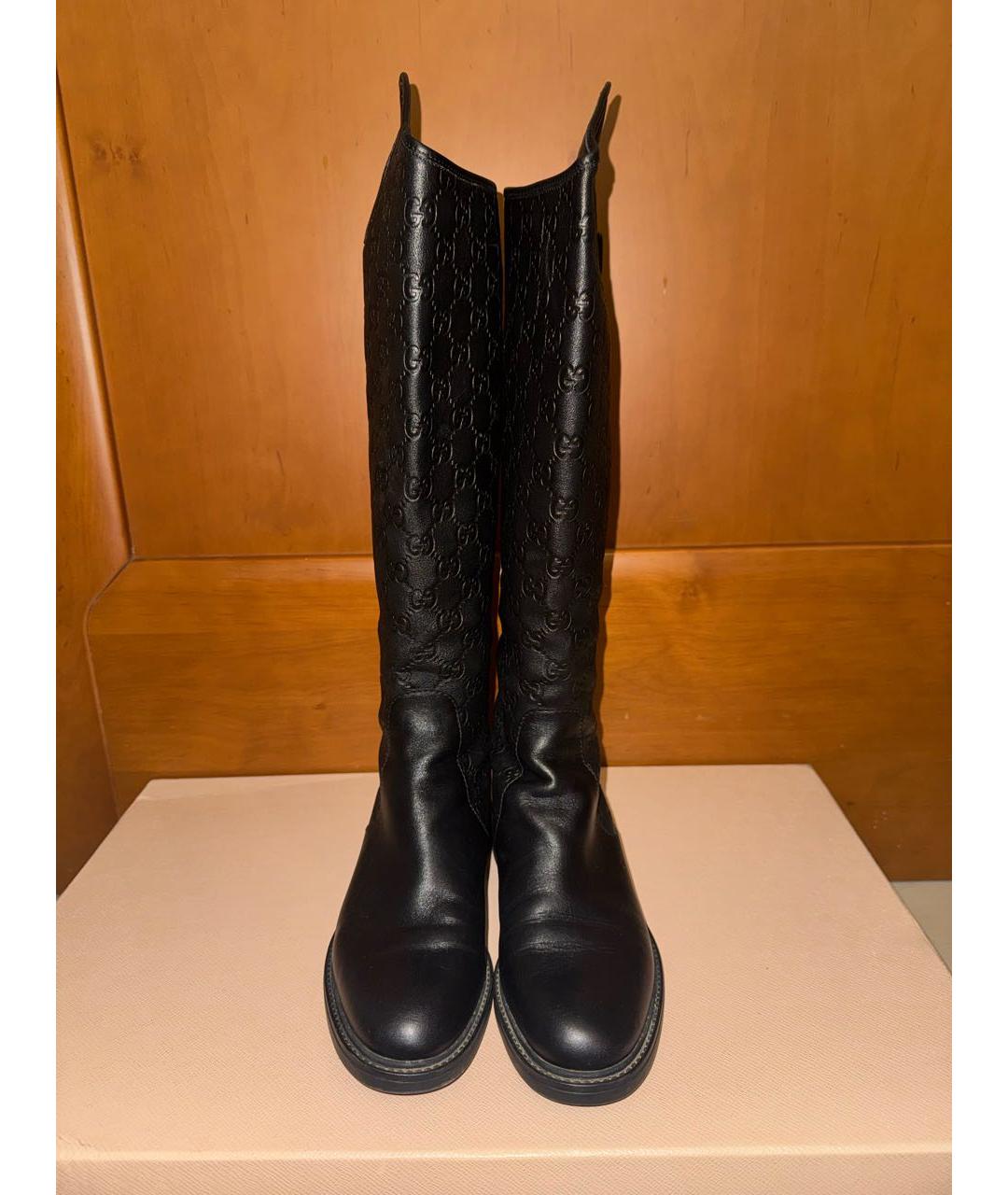 GUCCI Черные кожаные сапоги, фото 2