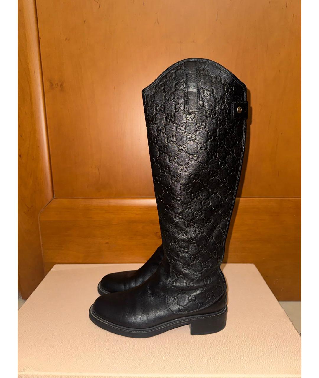GUCCI Черные кожаные сапоги, фото 6