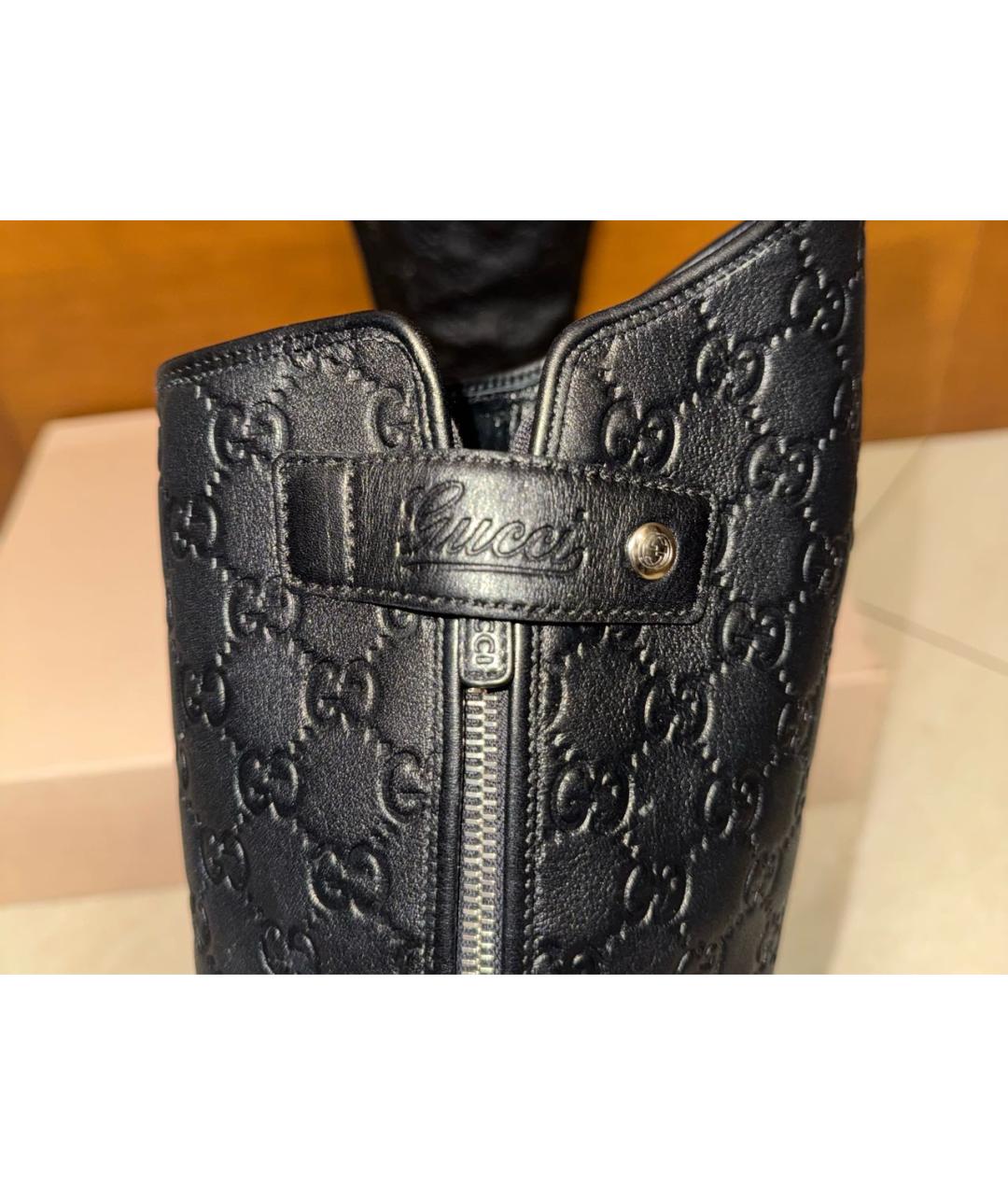GUCCI Черные кожаные сапоги, фото 4