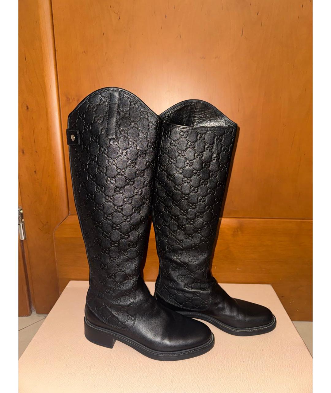 GUCCI Черные кожаные сапоги, фото 5