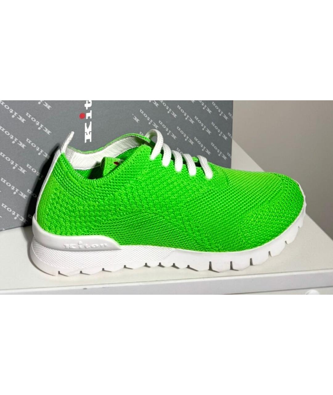 KITON Зеленые текстильные кроссовки, фото 5