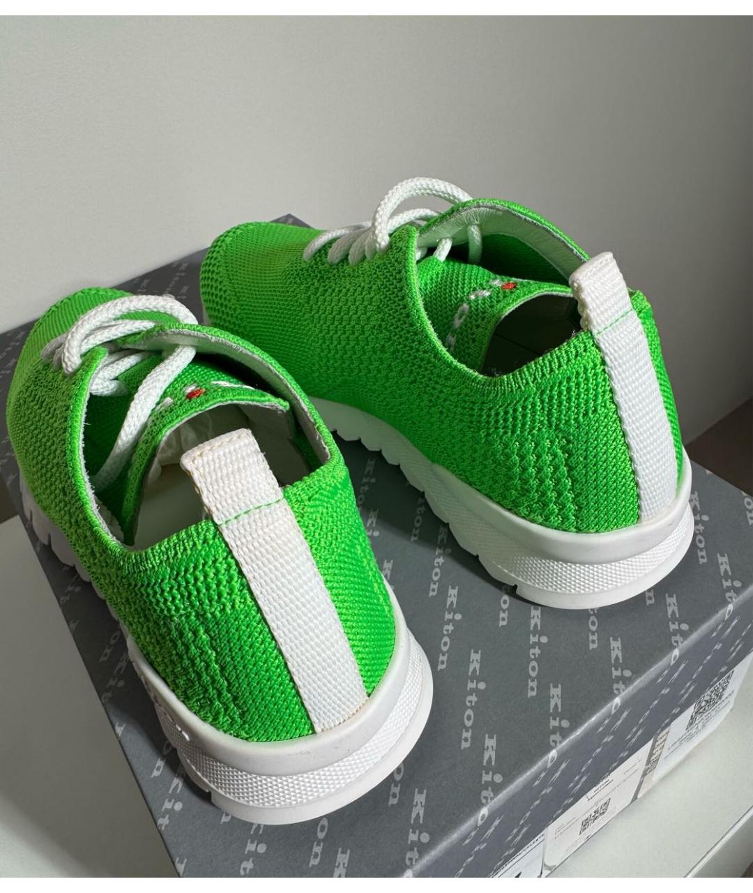 KITON Зеленые текстильные кроссовки, фото 4