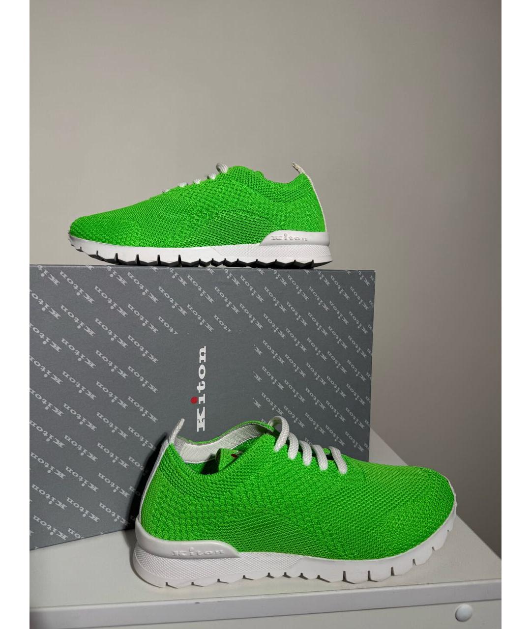 KITON Зеленые текстильные кроссовки, фото 2