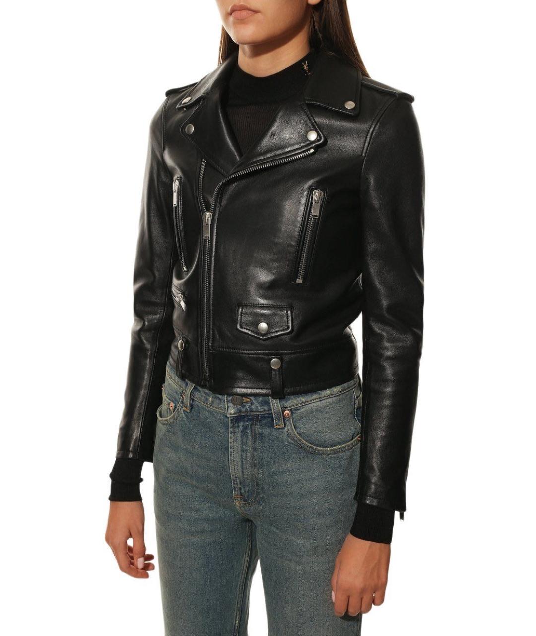 SAINT LAURENT Черная кожаная куртка, фото 3