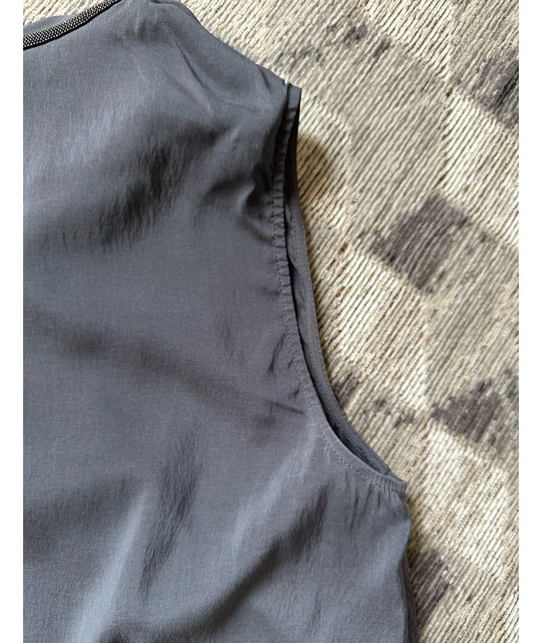 BRUNELLO CUCINELLI Антрацитовая шелковая блузы, фото 6