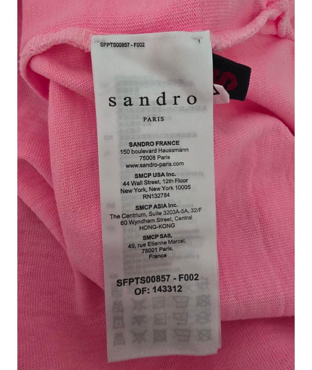 SANDRO Розовая хлопковая футболка, фото 5