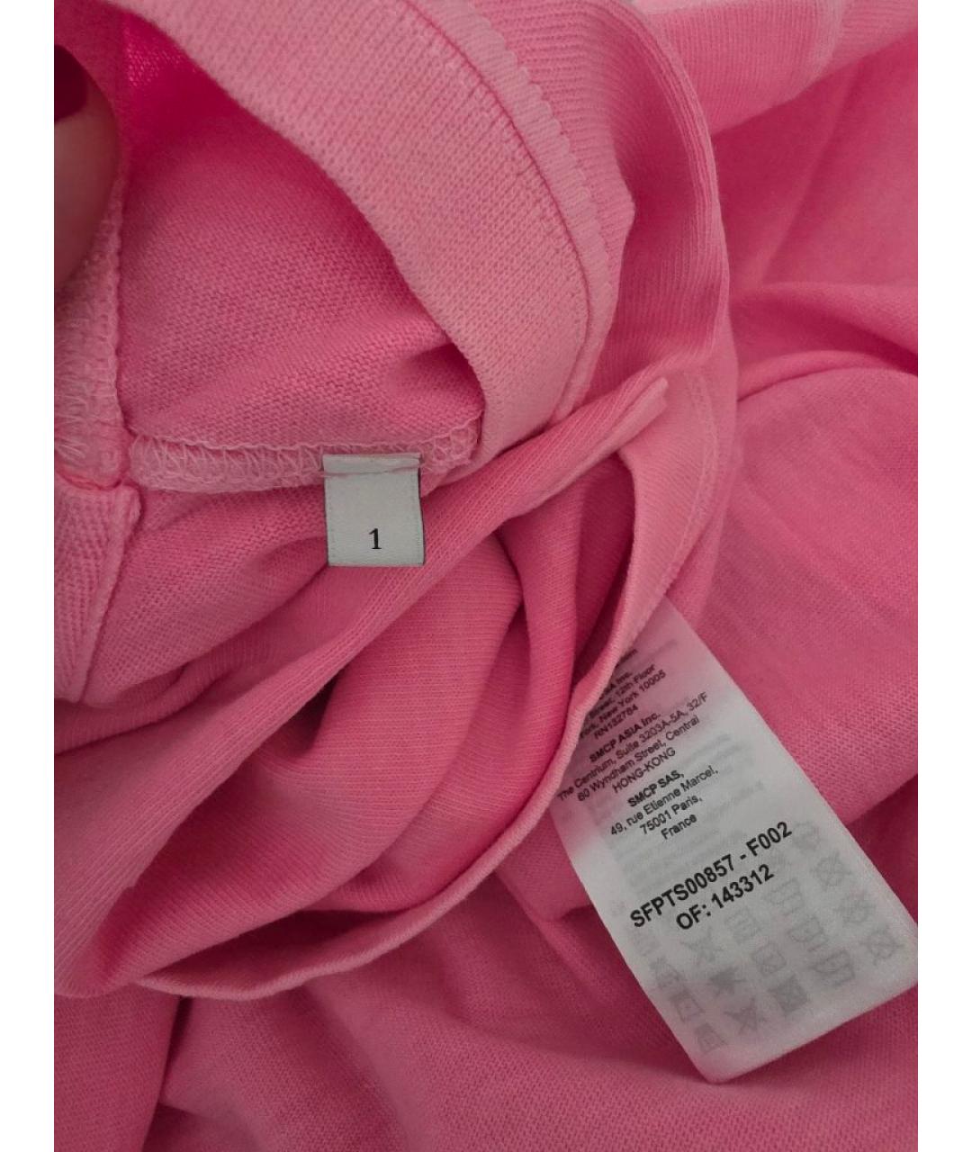 SANDRO Розовая хлопковая футболка, фото 6