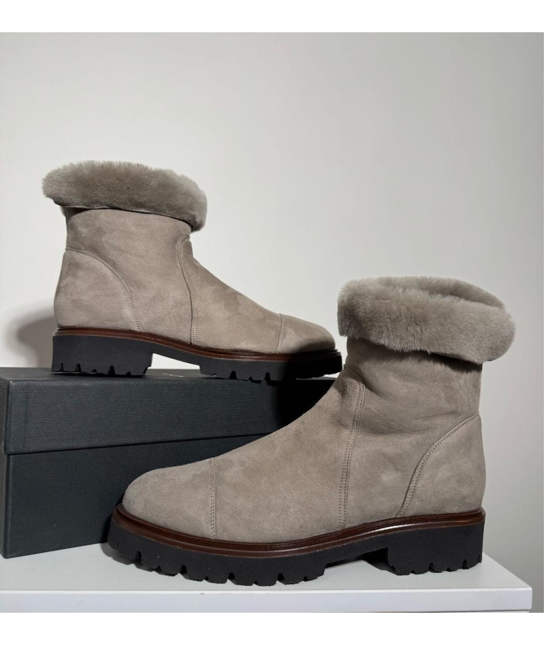 KITON Серые замшевые полусапоги, фото 2