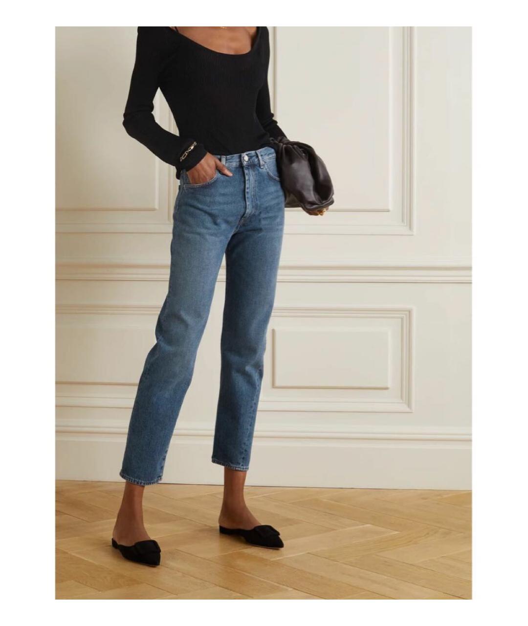 TOTEME Голубые хлопковые прямые джинсы, фото 5