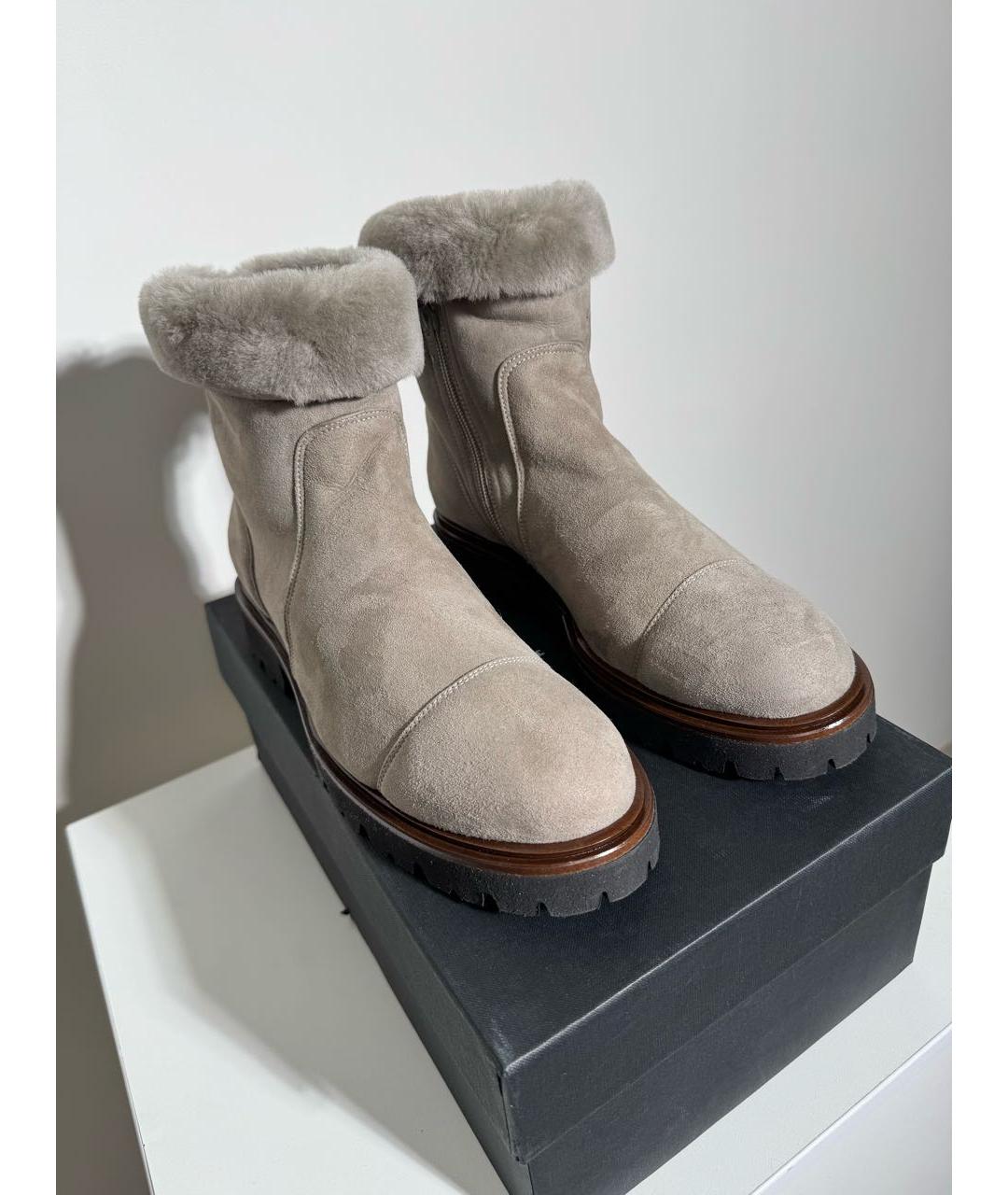 KITON Серые замшевые полусапоги, фото 4