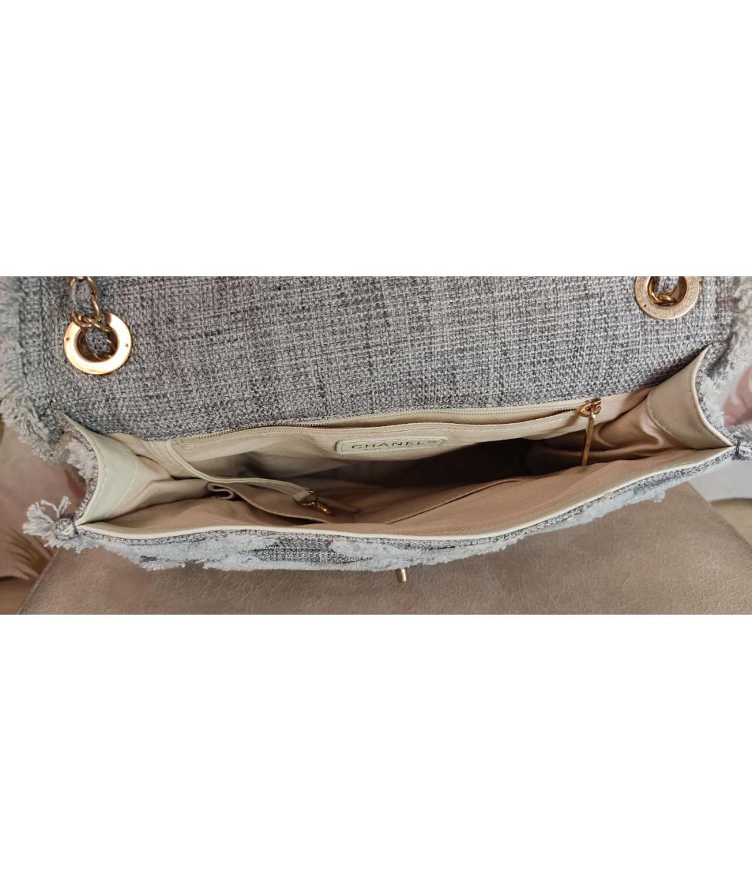 CHANEL Серая деним сумка с короткими ручками, фото 4