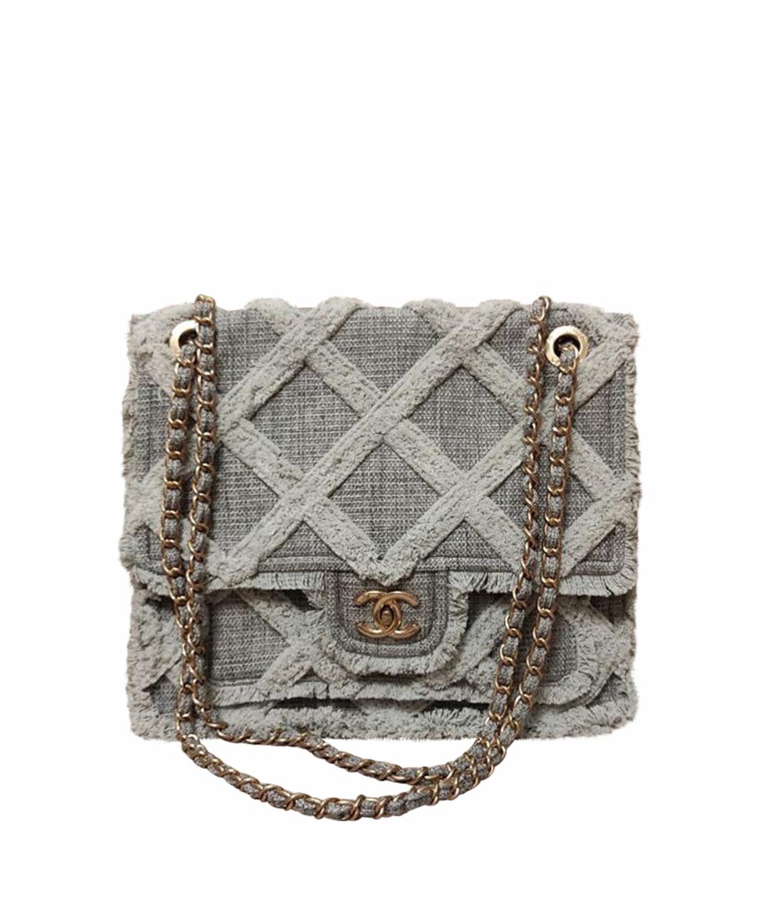 CHANEL Серая деним сумка с короткими ручками, фото 1