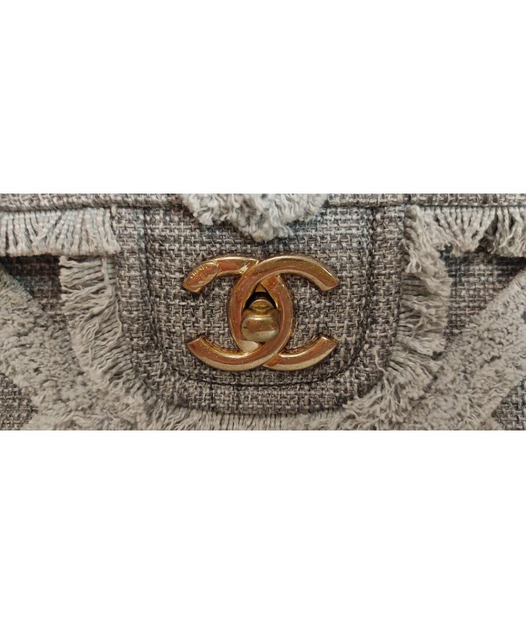 CHANEL Серая деним сумка с короткими ручками, фото 5