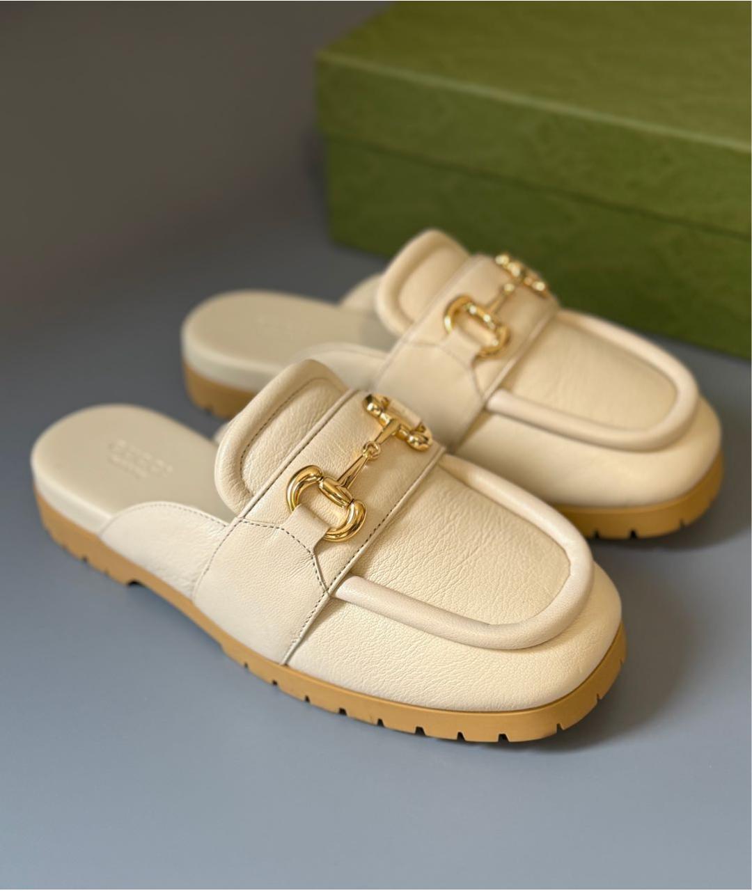 GUCCI Бежевые кожаные мюли, фото 6