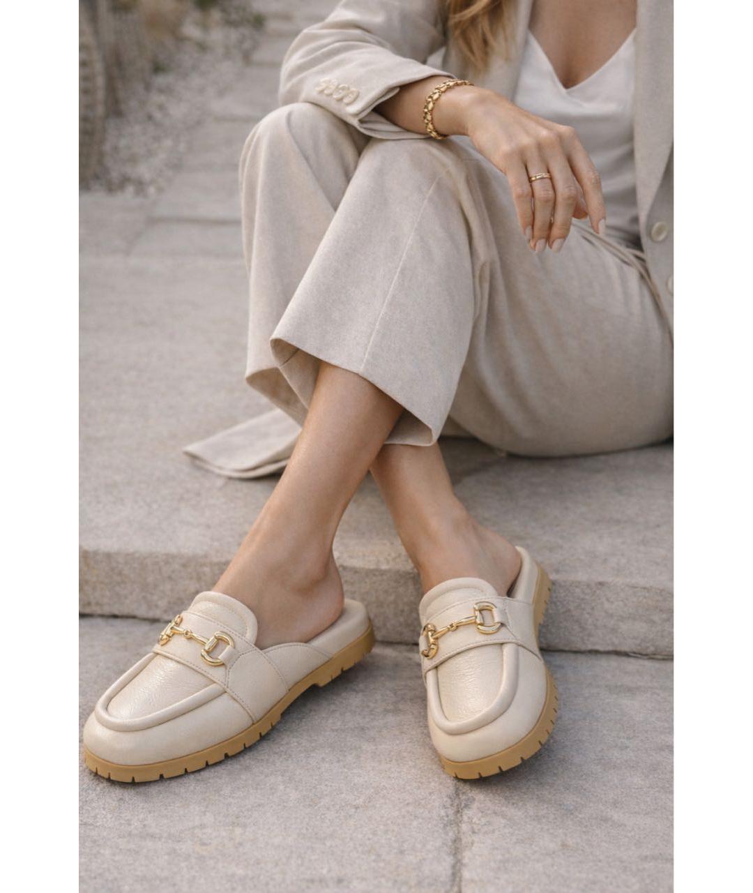 GUCCI Бежевые кожаные мюли, фото 3