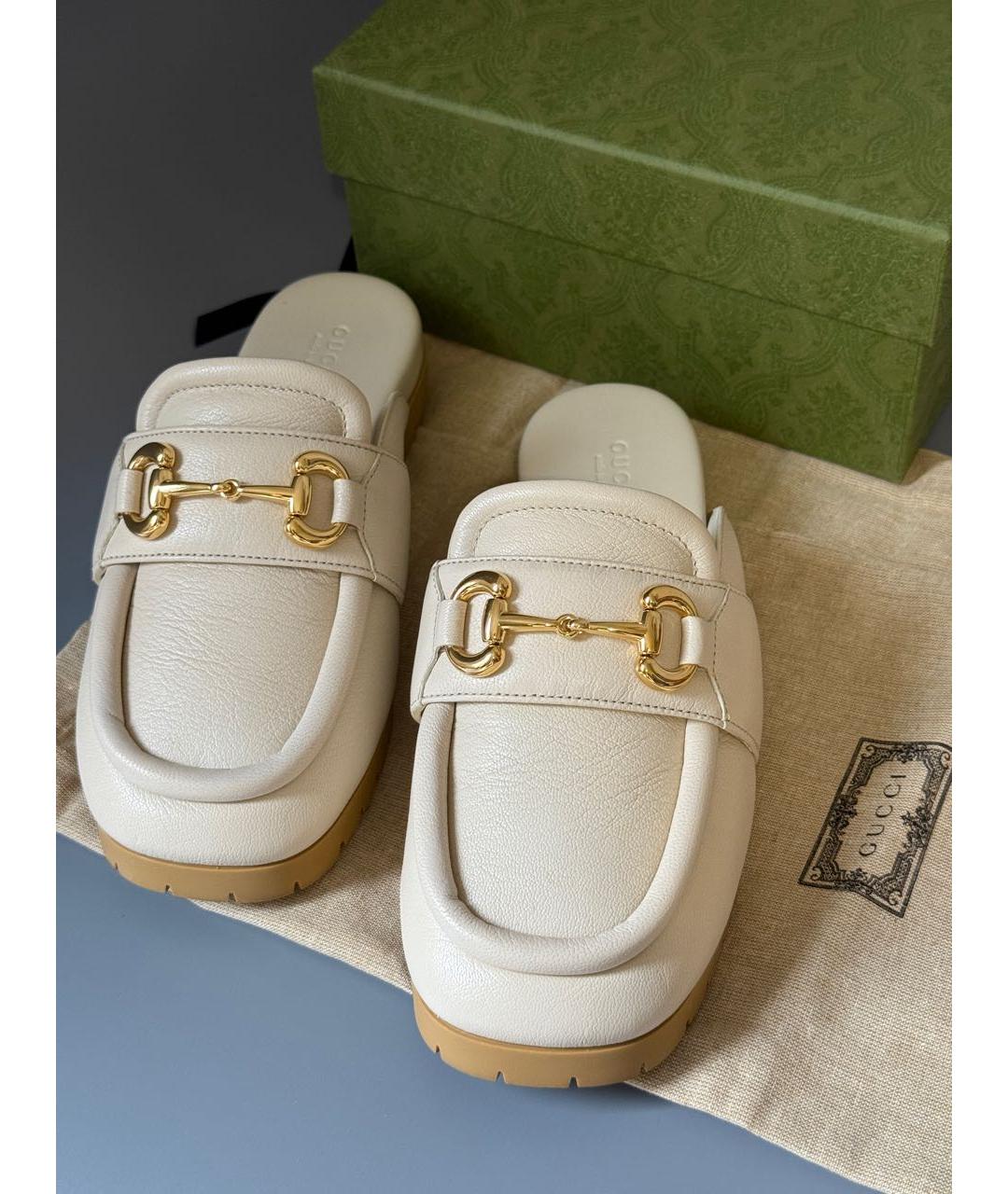 GUCCI Бежевые кожаные мюли, фото 7