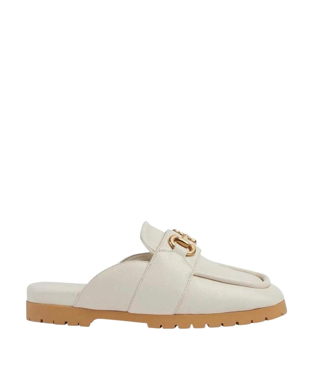 GUCCI Бежевые кожаные мюли, фото 1