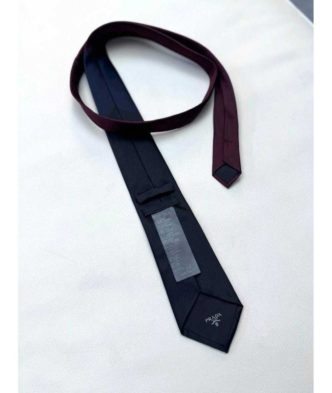PRADA Темно-синий шелковый галстук, фото 2
