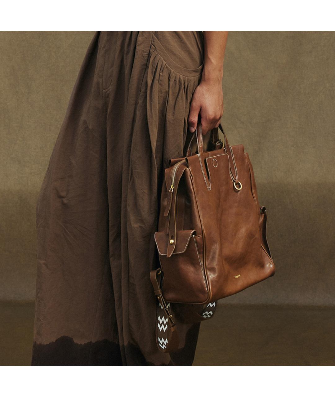 SONGMONT Коричневый кожаный рюкзак, фото 3