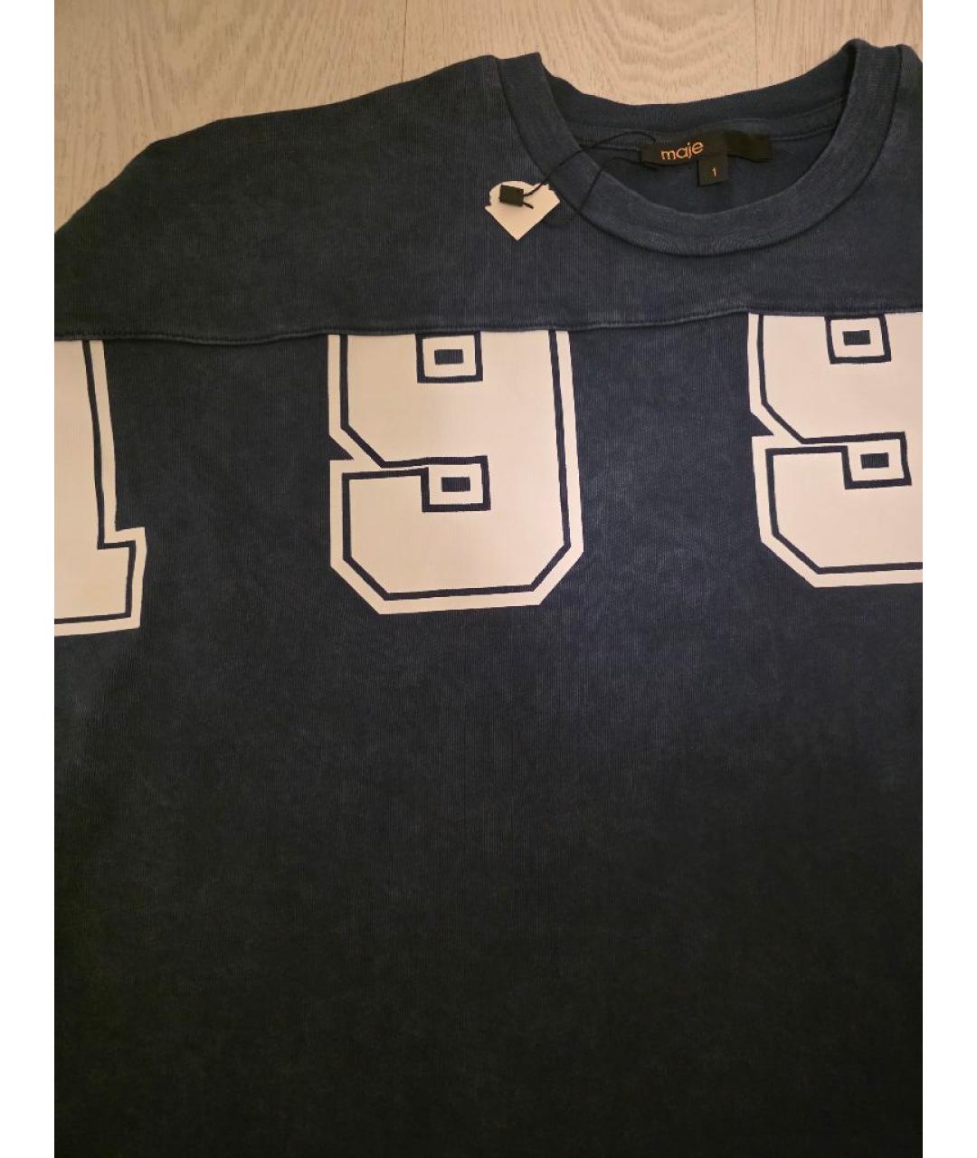 MAJE Темно-синяя хлопковая футболка, фото 4