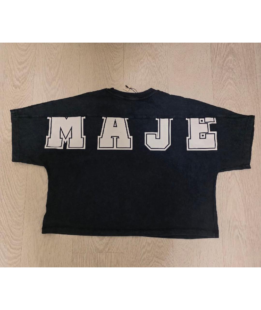 MAJE Темно-синяя хлопковая футболка, фото 2