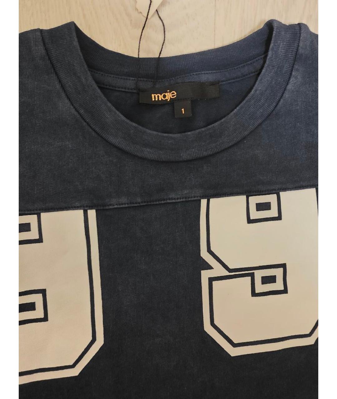 MAJE Темно-синяя хлопковая футболка, фото 3