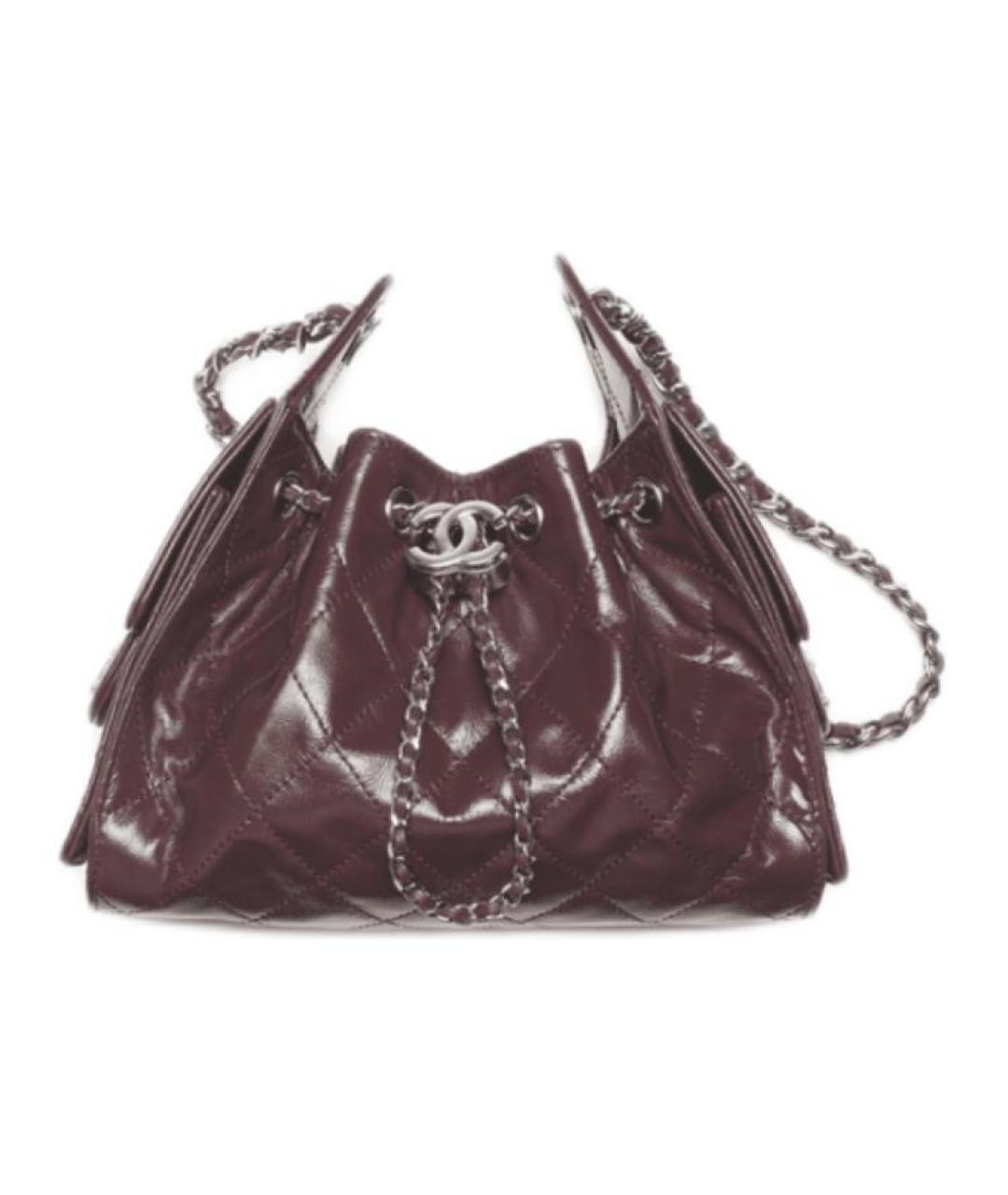 CHANEL Бордовая кожаная сумка через плечо, фото 5