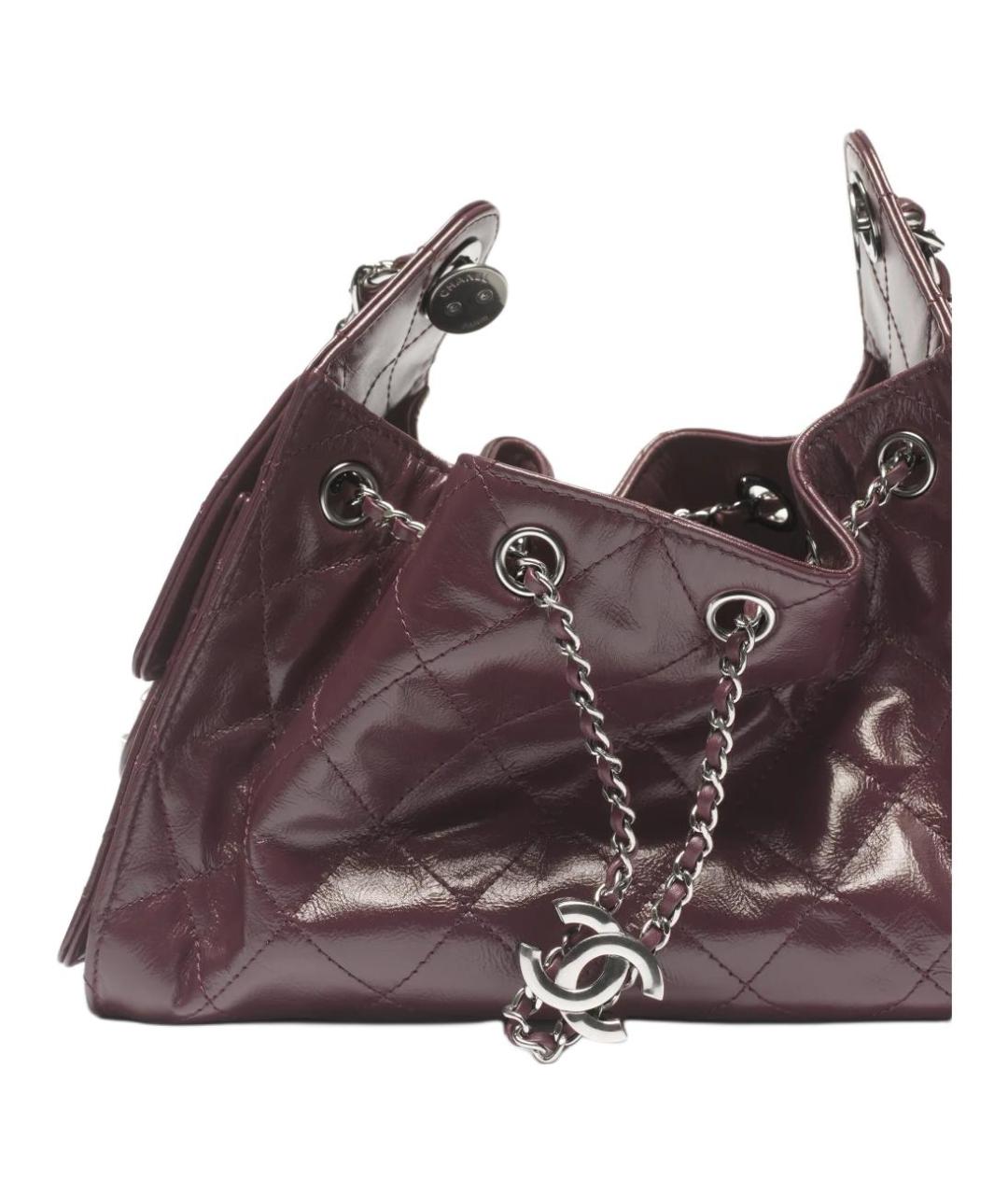 CHANEL Бордовая кожаная сумка через плечо, фото 4
