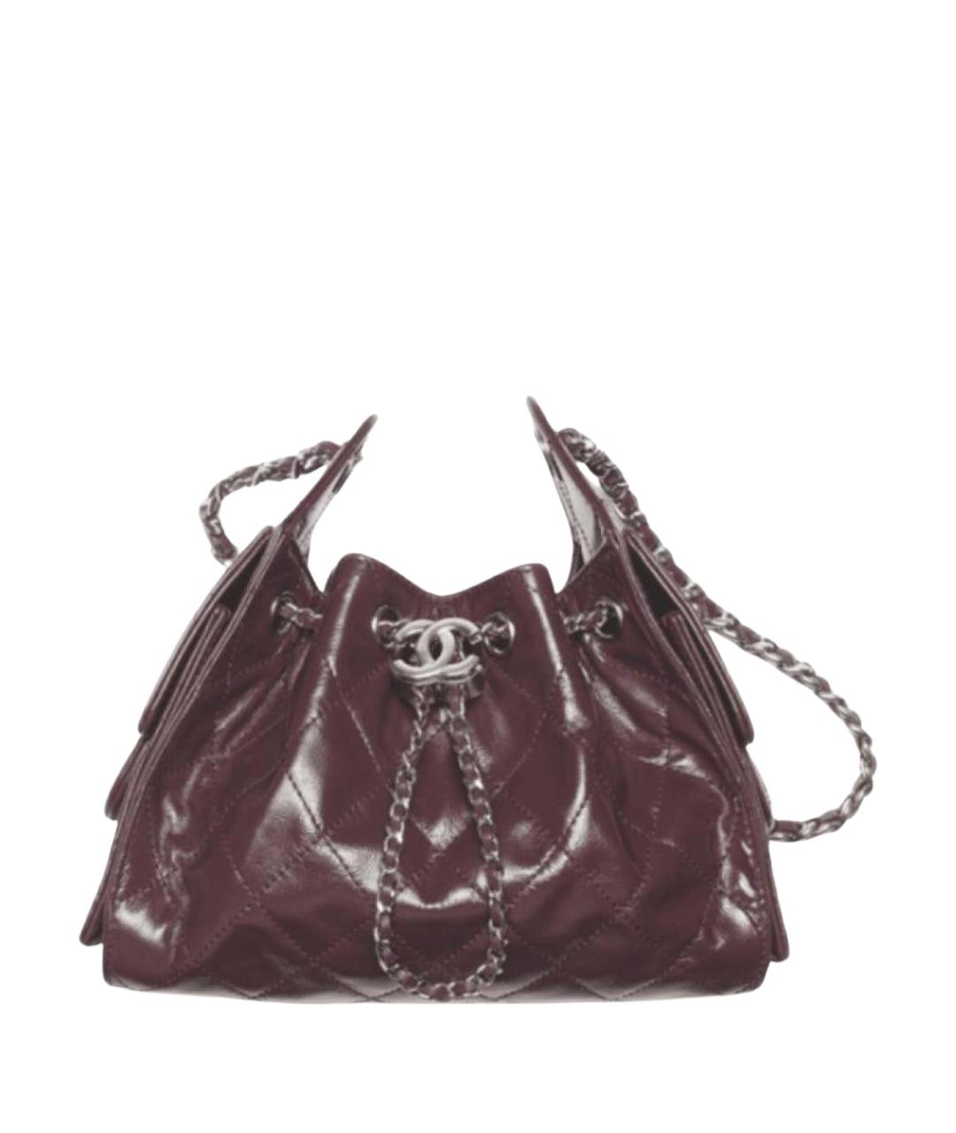 CHANEL Бордовая кожаная сумка через плечо, фото 1