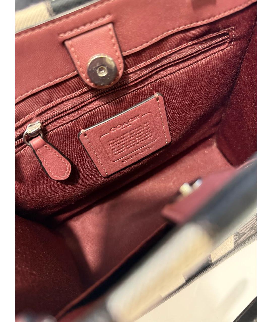 COACH Черная кожаная сумка с короткими ручками, фото 4