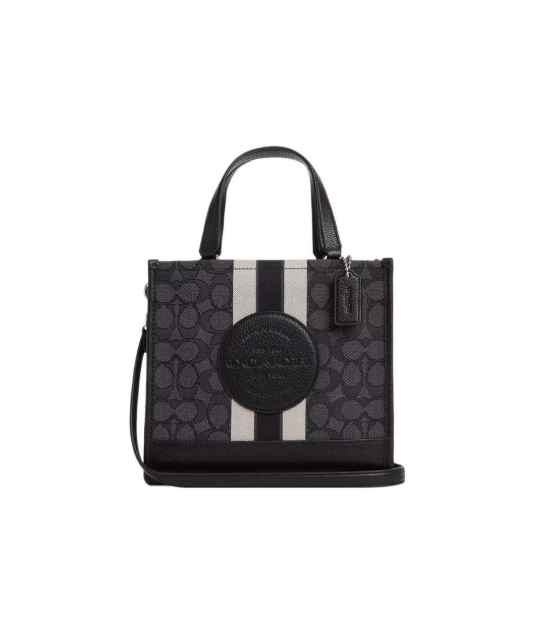 COACH Черная кожаная сумка с короткими ручками, фото 5