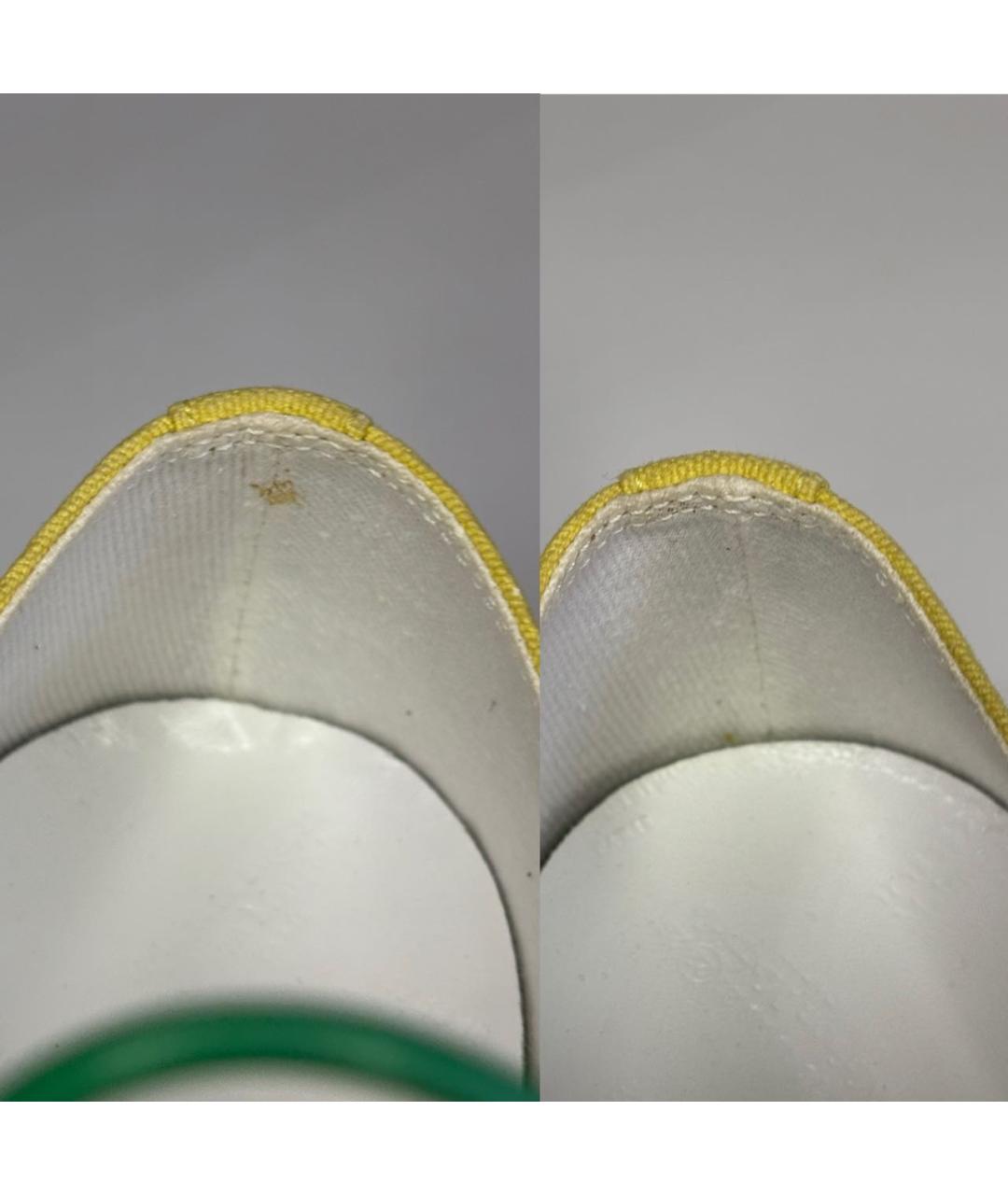 MAISON MARGIELA Желтые текстильные низкие кроссовки / кеды, фото 5