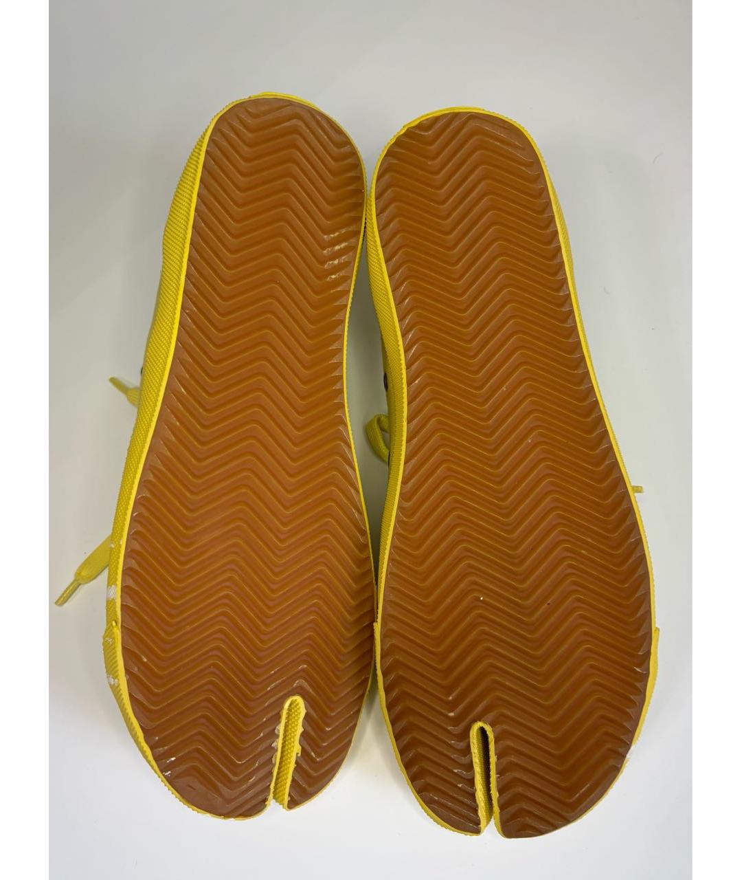 MAISON MARGIELA Желтые текстильные низкие кроссовки / кеды, фото 3