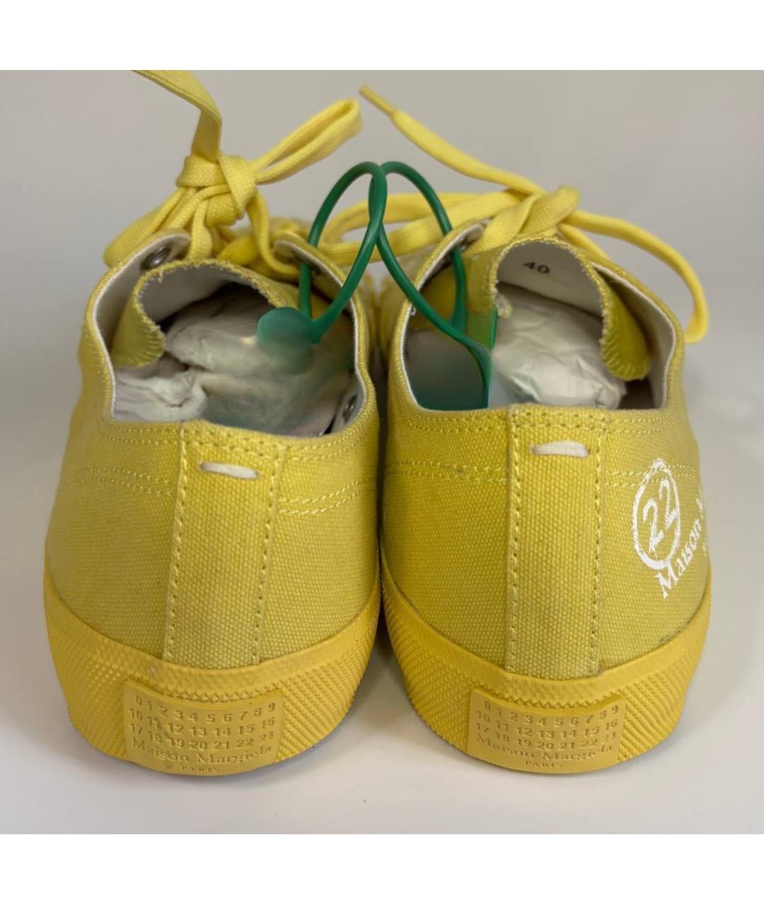 MAISON MARGIELA Желтые текстильные низкие кроссовки / кеды, фото 4