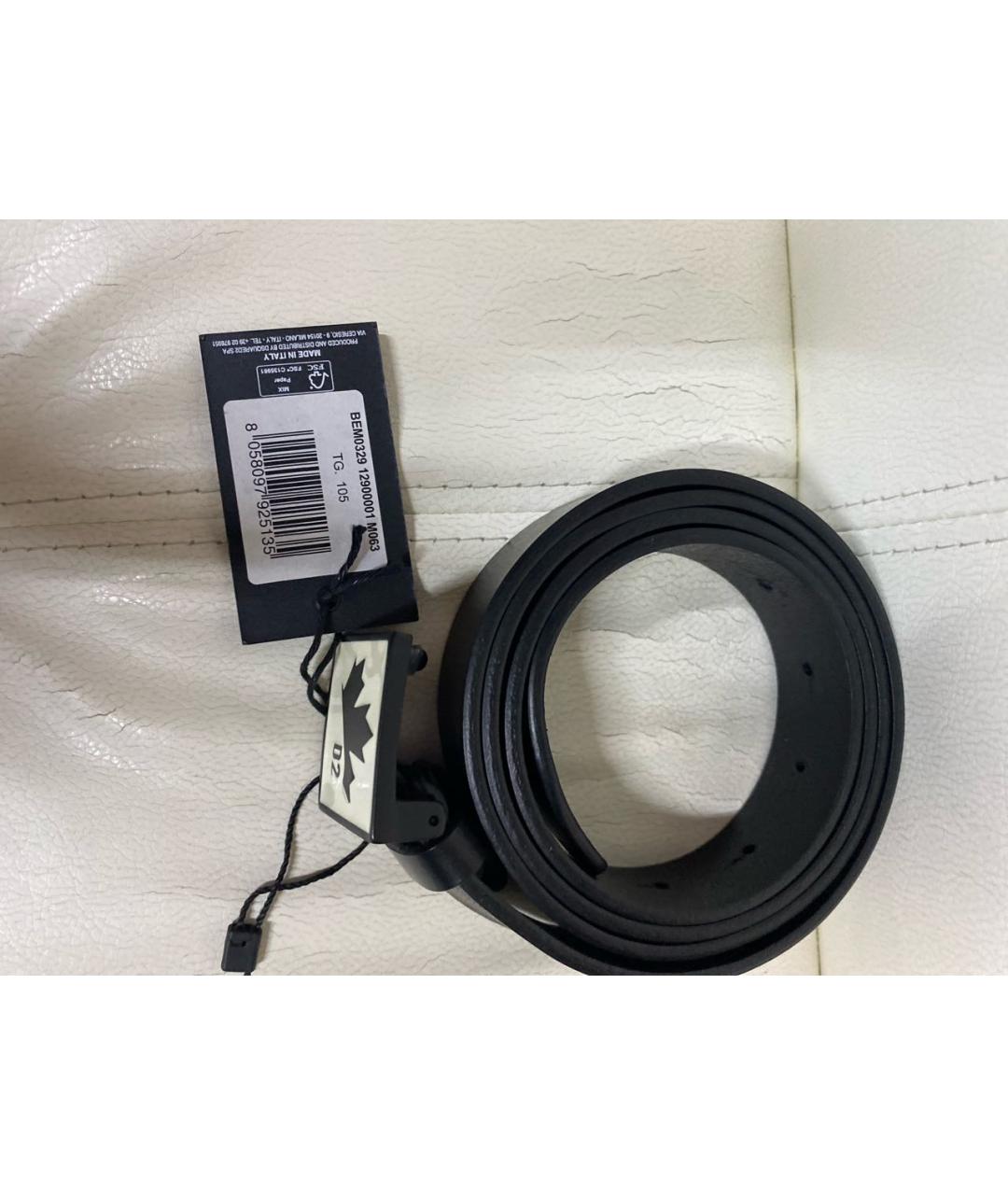 DSQUARED2 Черный кожаный ремень, фото 2